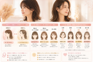 前髪ありと前髪なしの印象を比較した女性のイメージ